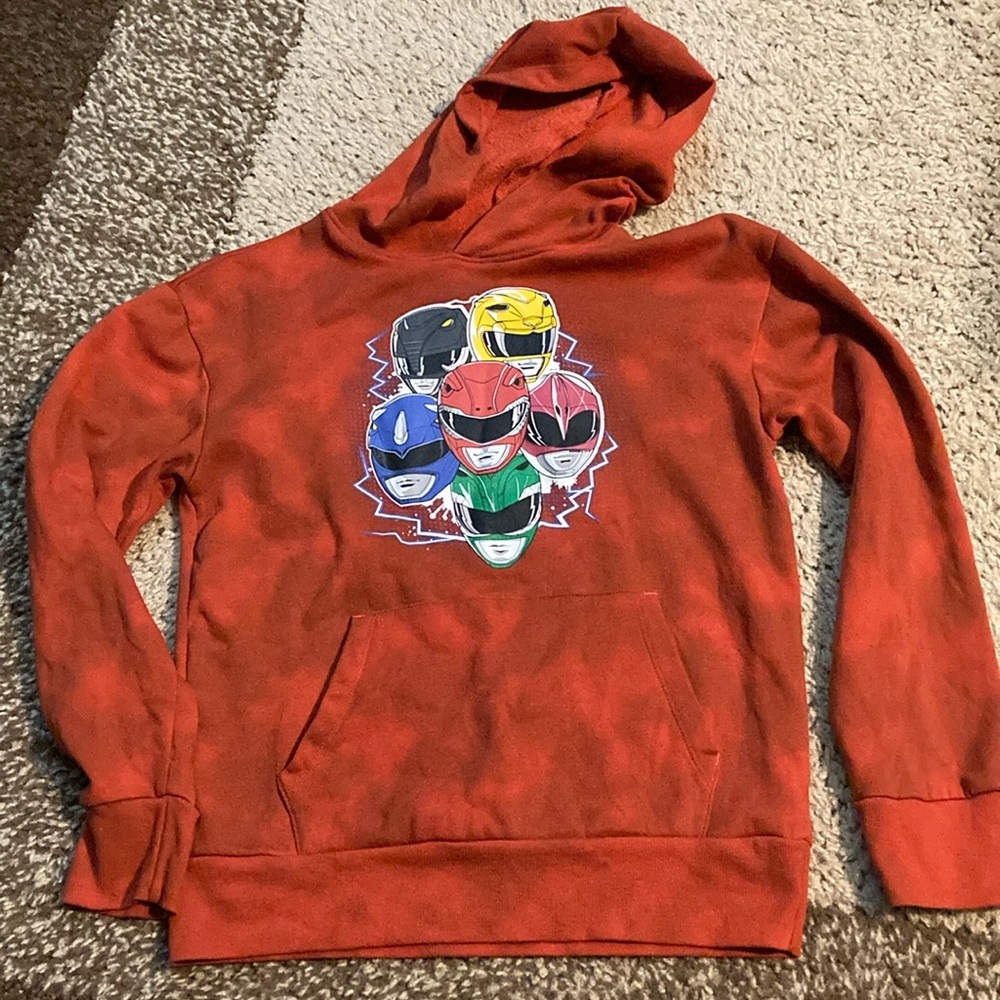 Power Rangers orange tie dye sweater.